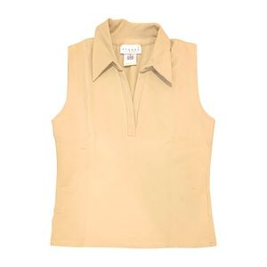Hennes Collection camel cotton v-neck sleeveless collared top / polo shirt